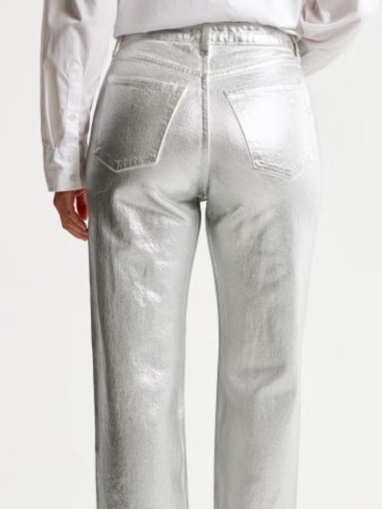 Abercrombie & Fitch Curve Love The ’90s Straight Ultra High Rise Metallic Pants - Picture 3 of 13